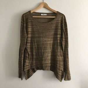 Zara knit crewneck striped high low top long sleeve‎